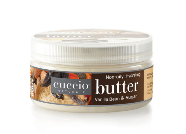 Butter de vainilla y azucar 113g - Cuccio Naturale Crema ultrahidratante, renovadora, suavizante y perfumada. Hidratación profunda para la reparación de la piel seca. Ingredientes naturales.
