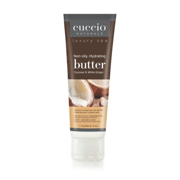 Butter de coco y jengibre blanco 113g - Cuccio Naturale Crema ultrahidratante, renovadora, suavizante y perfumada. Hidratación profunda para la reparación de la piel seca. Ingredientes naturales.