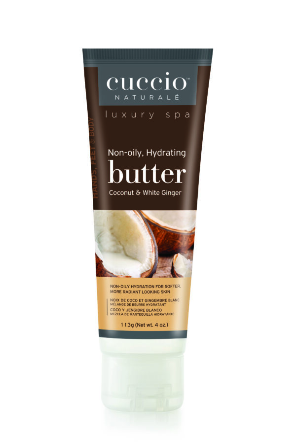 Butter de coco y jengibre blanco 226g - Cuccio Naturale Crema ultrahidratante, renovadora, suavizante y perfumada. Hidratación profunda para la reparación de la piel seca. Ingredientes naturales.