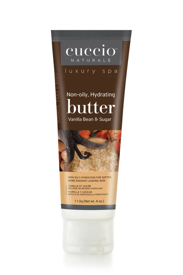 Butter de vainilla y azucar 226g - Cuccio Naturale Crema ultrahidratante, renovadora, suavizante y perfumada. Hidratación profunda para la reparación de la piel seca. Ingredientes naturales.